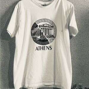White Short‎ Sleeve Tee with Athens Graphic